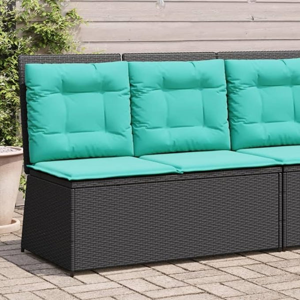 2-Person Reclining Patio Bench with Turquoise Cushions, Adjustable Backrest Outdoor Garden Sofa - Photo 1