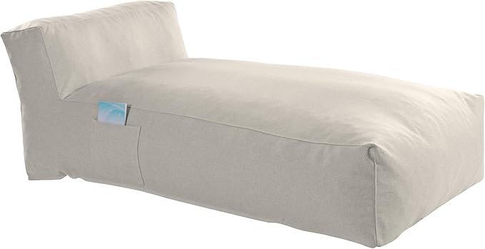 Dineli Chaise Lounge Chair Outdoor Bed Lounger Outdoor Couch Sofa for Pool Comfy Patio Furniture Foam Filling Bean Bed Chair Lazy Sofa for Outside, Water-Resistant Sunbed (Ivory, 70'' Length)
