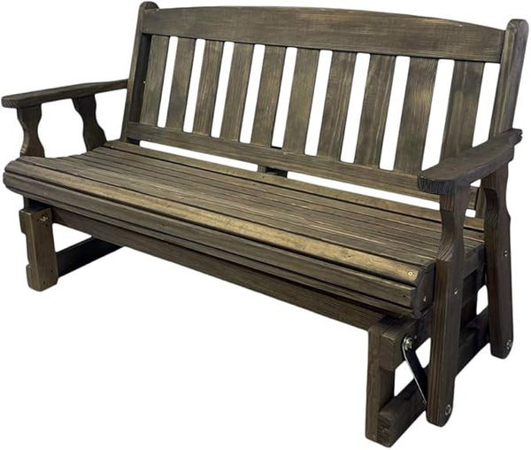 Amish Casual Heavy Duty 800 Lb Mission Pressure Treated Porch Glider (5 Foot, Dark Walnut Stain) - Photo 1
