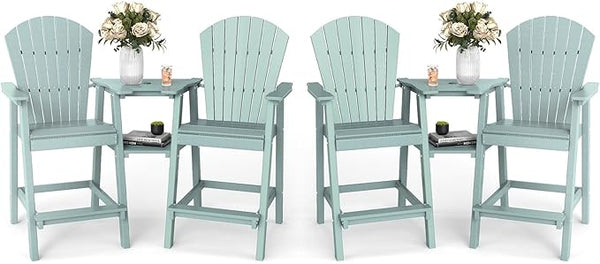 FOOWIN Tall Adirondack Chair Set of 4, All Weather HDPE Bar Height Adirondack Chair with Double Connecting Trays - Photo 1