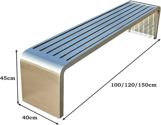 Metal Garden Bench for 2-3 People, Outside Park Bench, All Weather Modern Seating for Terraces, Courtyards, Patio, Porch, Lawn, Balcony