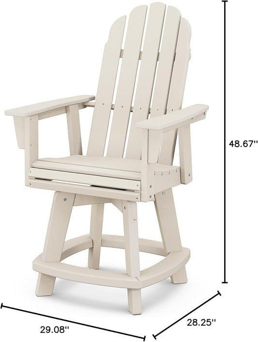 POLYWOOD® Vineyard Curveback Adirondack Swivel Counter Chair in Sand