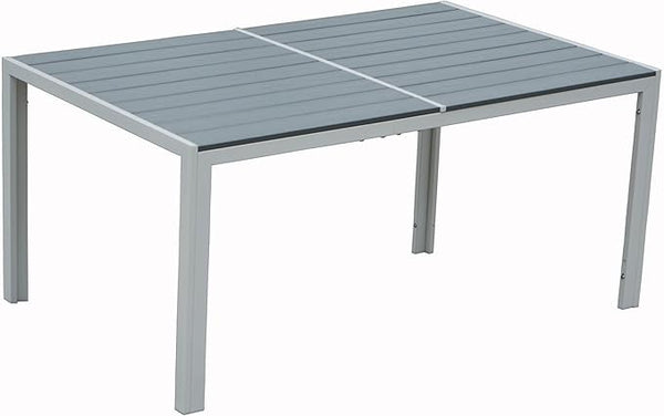 Kozyard Outdoor Patio Dining Table for 6, Rectangular 35.6" x 58.9" Metal Table with Wood-Look Tabletop - Photo 1