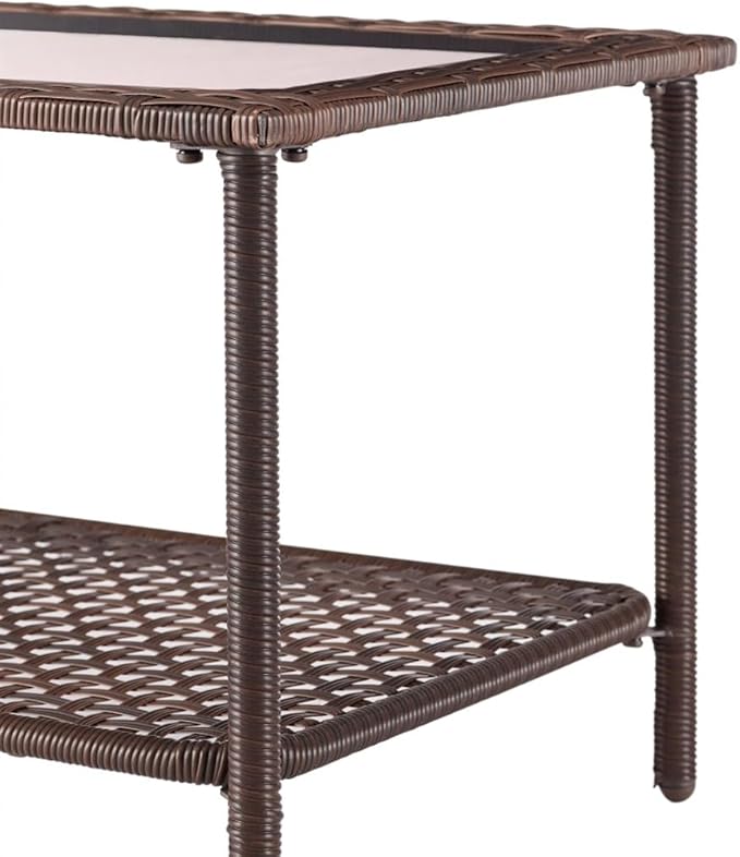 4-Piece Outdoor Conversation Set Includes A Cushioned Loveseat, Two Cushioned Chairs, and A Glass-top Coffee Table