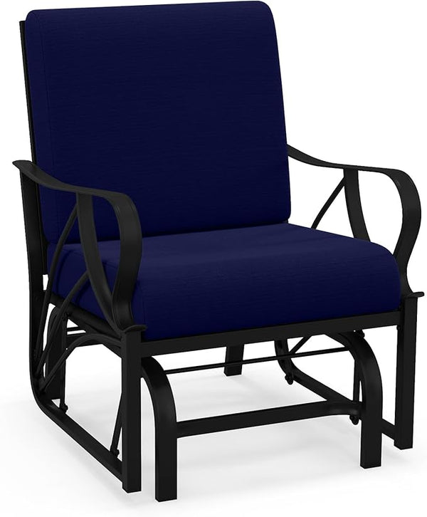 Giantex Outdoor Glider, Patio Rocking Chair with Thick Cushion, Sturdy Metal Frame, Curved Armrest, Ergonomic Design - Photo 1