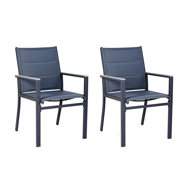 Kozyard Outdoor Patio Dining Chairs Set of 2, Rust-Resistant Aluminum Frame, Padded Textilene Fabric - Photo 1