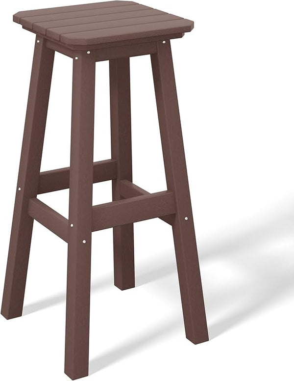 Costaelm 29" Height Outdoor Bar Stools, All-Weather Bar Stools, Adirondack Poly Patio Square Bar Stool for Patio, Deck - Photo 1