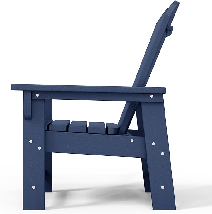 WestinTrends Malibu Kids Outdoor Adirondack Plastic Patio Chair (Set of 2), Navy Blue