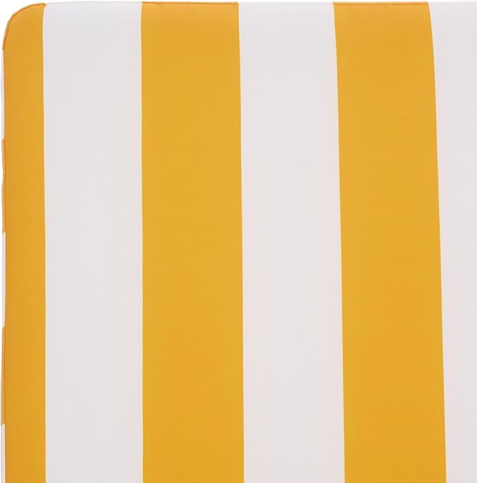 SAFAVIEH Outdoor Patio Furniture Collection – Callan Tan Rope & Yellow Stripe Cushion Lounger, Fully Assembled Outdoor Chaise, Modern Low-Profile Design (PAT7546Y)