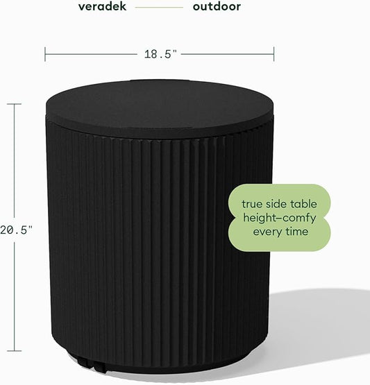 Veradek Outdoor Cooler Side Table - 2 in 1, Black, 21 inch