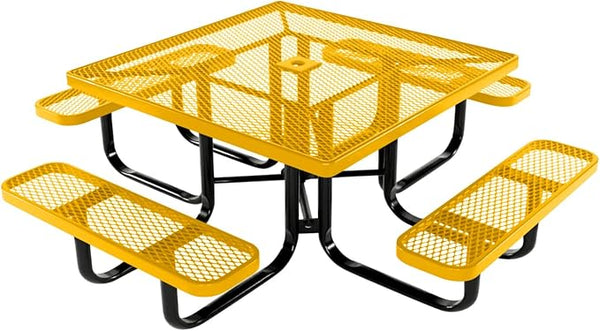 COATEDOUTDOORFURNITURE Heavy-Duty Portable Outdoor Kids Table with Umbrella Hole, Expanded Metal Kids Picnic Table - Photo 1