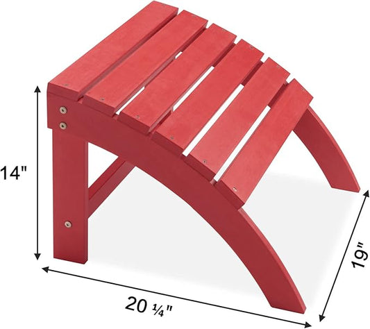 Psilvam Adirondack Ottoman, Adirondack Footstool for Adirondack Chair Weather Resistant Foot Rest for Outdoor Porch, Yard, Garden (Red)