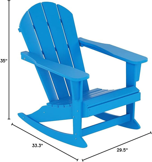WestinTrends Malibu Outdoor/Patio Poly Adirondack Rocking Chair, Pacific Blue