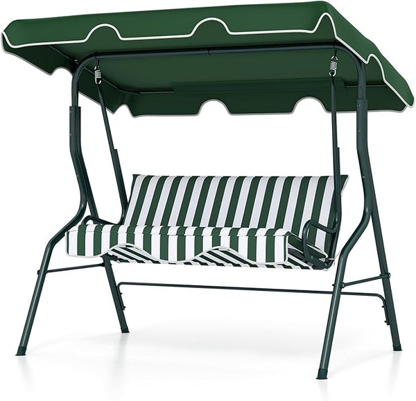 Tangkula 3 Person Porch Swing, Patio Swing with Removable Cushion & Powder-Coated Steel Frame - Photo 1