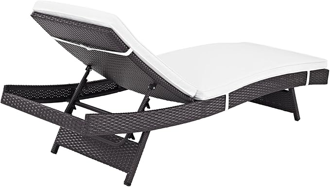 Modway Convene Wicker Rattan Outdoor Patio Chaise Lounge Chair in Espresso White