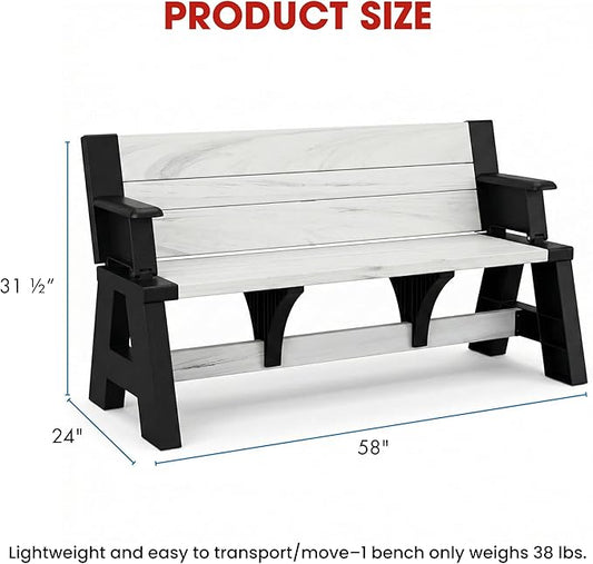 Convert-a-Bench Gen 1 2-in-1 Outdoor Convertible Bench to Picnic Table | Space-Saving, Weather-Resistant Patio Furniture for Yard, Deck, Garden | Easy Assembly & Durable, Midnight Birch