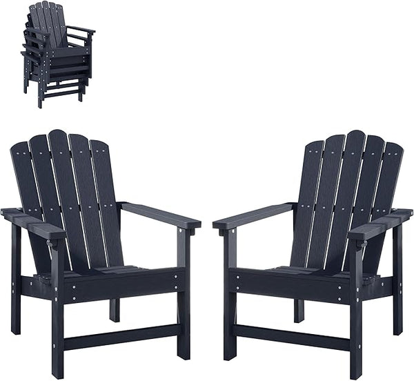 Stackable HDPE Adirondack Chairs Set of 2 – Durable, Weather-Resistant Outdoor Patio Seating - Photo 1
