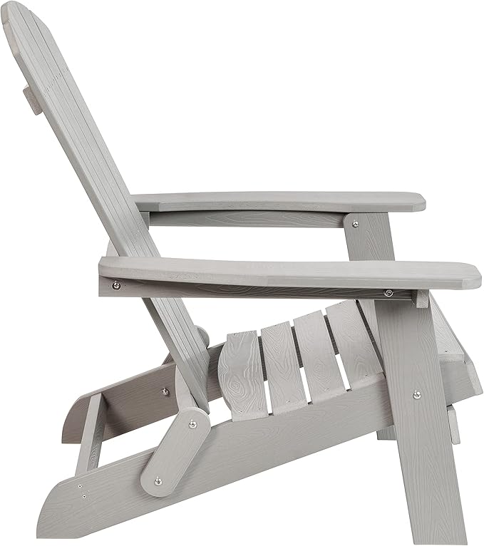 Merrick Lane Riviera Poly Resin Folding Adirondack Lounge Chair - Gray - Indoor/Outdoor - Weather Resistant