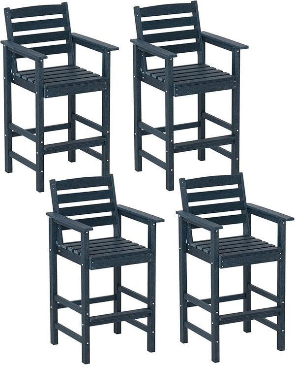 Tangkula Patio Adirondack Chairs Set of 4, HDPE Bar Height Chair with Wide Armrests & Footrest - Photo 1