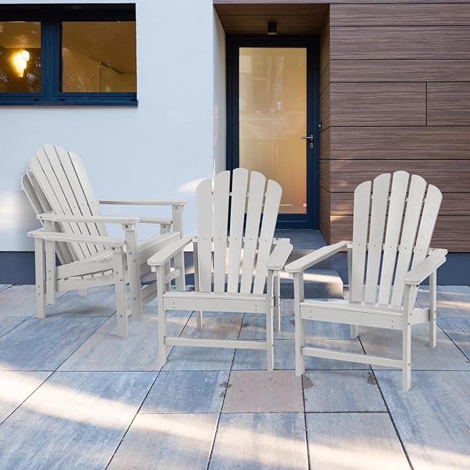 Stackable Adirondack Chairs Set of 2, Space Saving HDPE All-Weather Fire Pit Chair for Outdoor Lawn Porch Deck