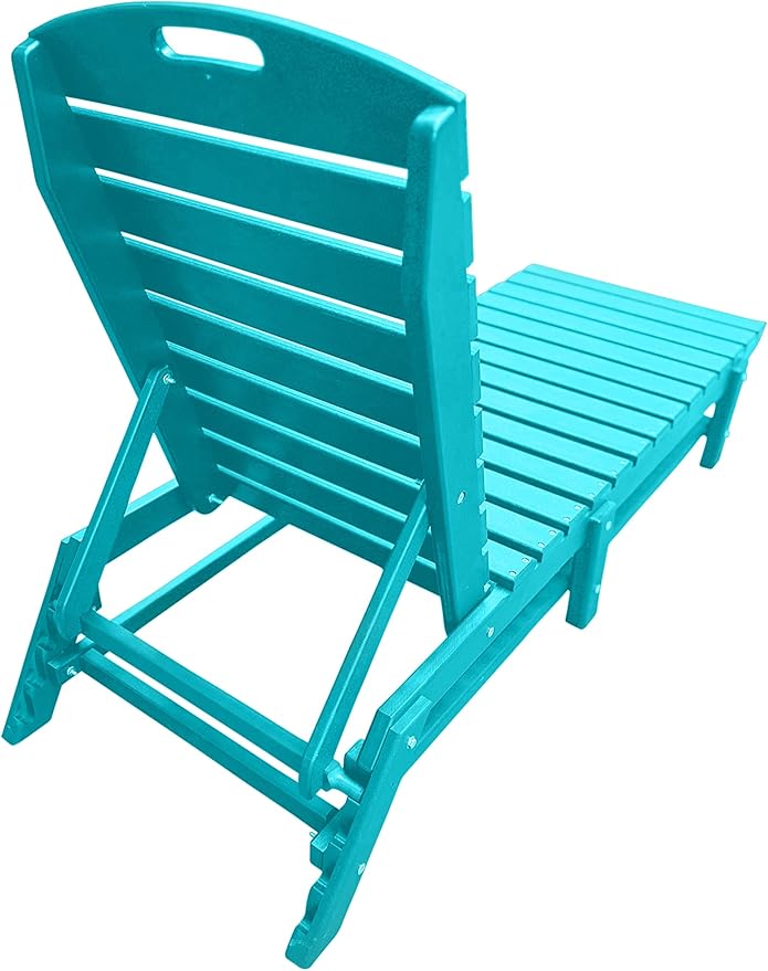 Phat Tommy Outdoor Pool Chaise Lounge, Heavy-Duty Beach Lounger - Folding, HDPE, Recycled Poly Furniture - Reclining Lounge Chair for Patio, Deck, Beach, Cabana, or Poolside, Teal
