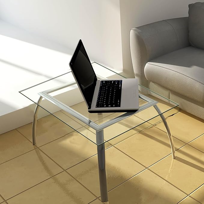 Landical 16" x 16" Rectangle Clear Tempered Glass Table Top 1/4" Thick Eased Corners Clear Tempered Top Patio Table Replacement with 10 Anti Slip Pads for Kitchen Coffee Dining Table