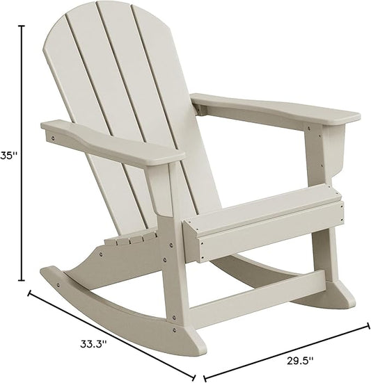 WO WESTIN OUTDOOR HDPE Laguna Outdoor Rocking Poly Adirondack Chair, Sand