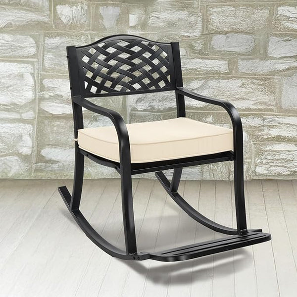 Rocking Chair with Footrest, Outdoor Rocking Bench, Thick Cushion - Photo 1
