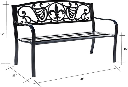 Hi-Line Gift Ltd. Sleek Black - Steel and Cast Iron Garden Bench in Timeless Black