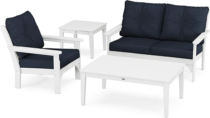 Vineyard 4-Piece Deep Seating Set (White/Marine Indigo)