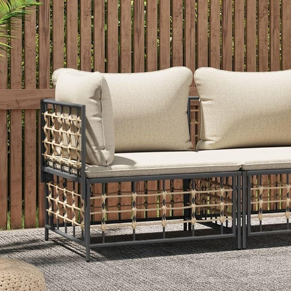 Modular Garden Corner Sofa, Outdoor Patio Wicker Seat with Padded Cushions, Anthracite Modular Furniture for Balcony - Photo 1