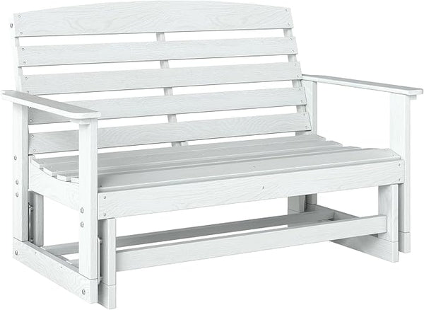 Outsunny 2-Person Outdoor Glider Bench Patio Double Swing Rocking Chair Loveseat w/Slatted HDPE Frame for Backyard - Photo 1