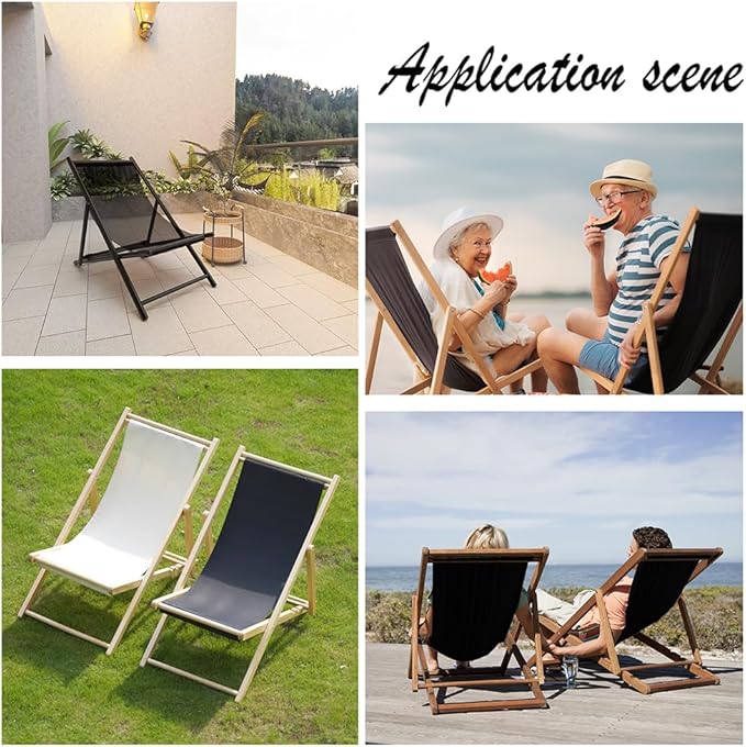 PH PandaHall Chair Replacement Fabric, 44 x 17 Inch Lounge Chair Cloth Long Beach Chair Cloth Folding Chair Black Oxford Canvas Chair Accessories for Sun Lounger Pool Sunbathing Garden