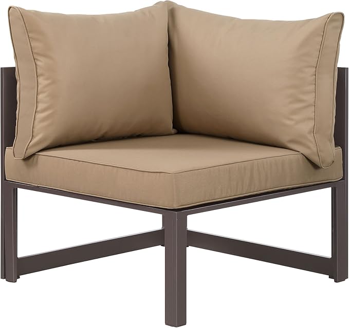 Modway Fortuna Aluminum Outdoor Patio Corner Chair in Brown Mocha