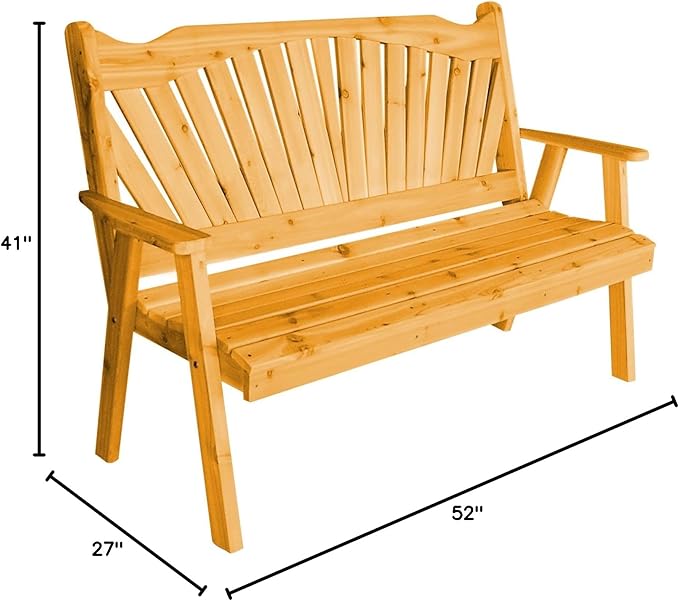 Furniture Barn USA Pine 4' Fanback Garden Bench, Natural Stain