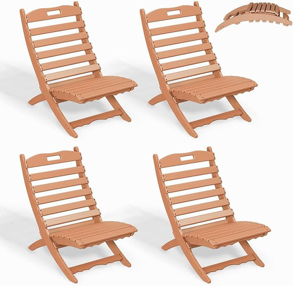 GREENVINES Folding-Xavier-Chairs Set of 4 | Wave | Portable Adirondack-Chair | HDPE Plastic | All Weather Fire-Pit Chair - Photo 1