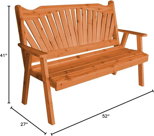 Furniture Barn USA Pine 4' Fanback Garden Bench, Cedar Stain