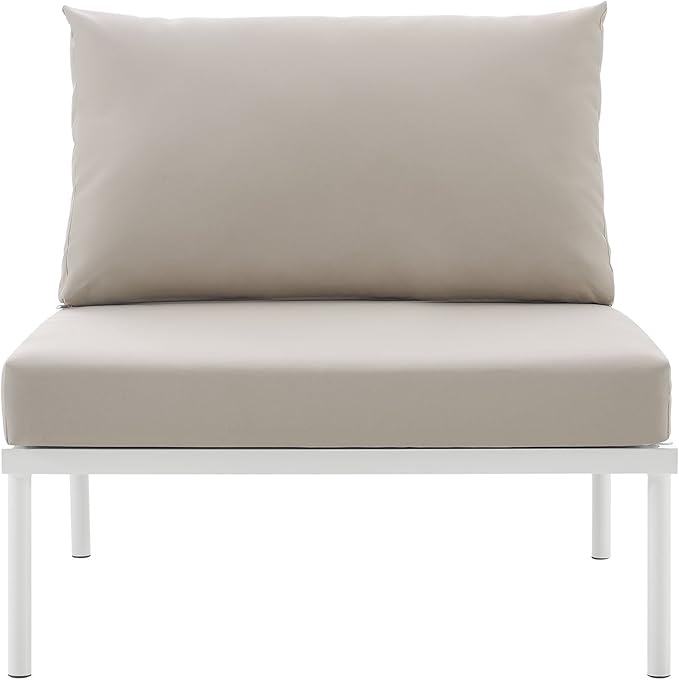 Modway EEI-2600-WHI-BEI Harmony Outdoor Patio Aluminum, Armless Chair, White Beige