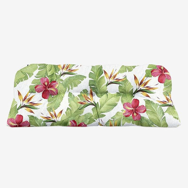 BrylaneHome Tufted Bench Cushion - 45.5" L x 19" W x 3" H- Patio & Outdoor - Water, Stain & Fade Resistant - Hibiscus - Photo 1