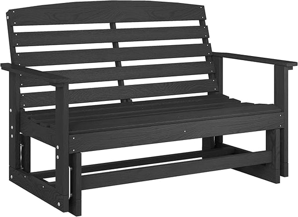 Outsunny 2-Person Outdoor Glider Bench Patio Double Swing Rocking Chair Loveseat w/Slatted HDPE Frame for Backyard - Photo 1