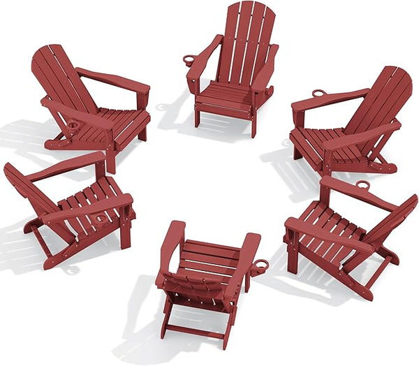 SERWALL Folding Adirondack Chair Set of 6, Adjustable Adirondack Chair with 3 Recline Positions - Photo 1