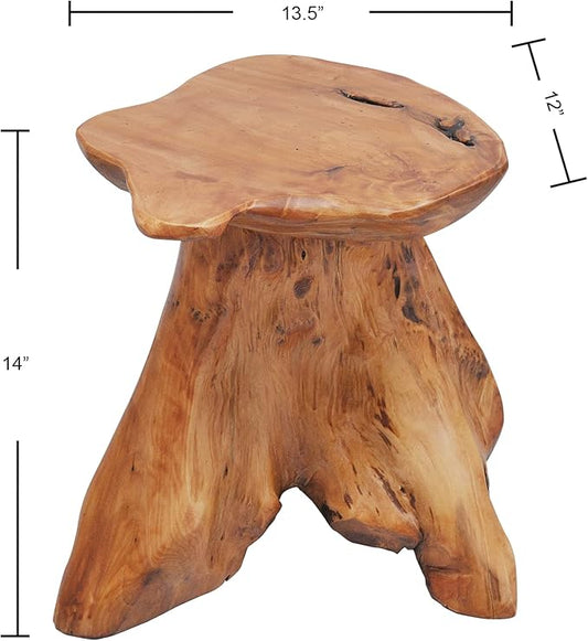 Cedar Wood Tree Stump Stool 13.5"x12"x14"H Live Edge Natural Coffee Side Table Rustic Plant Stand for Living Room Bedroom Patio Accent End Table Outdoor Garden Foot Rest Stool