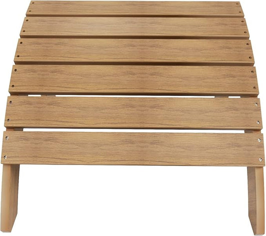 WestinTrends Tuscany Adirondack Ottoman, Real Wood Like Outdoor Ottoman for Patio, All Weather Poly Lumber Folding Ottoman Footrest for Adirondack Chair, Teak