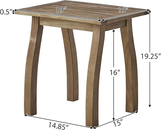 Christopher Knight Home Selma Acacia Wood Outdoor Side Table, Decorative Rectangular Small Accent Table, Weather Resistant Patio End Table for Balcony Beach Pool Side, Slatted Design, Natural Stained