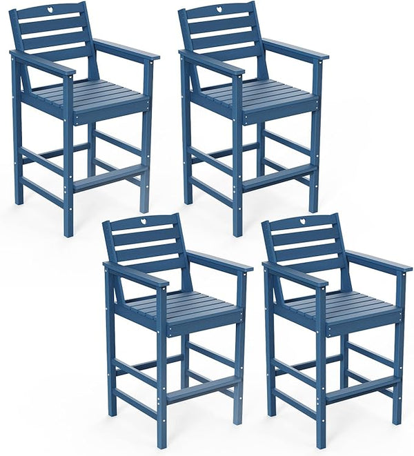 Patio Bar Table, Adirondack Chairs and Table 4 Pieces Set, Bar Height Chairs Set of 4, Outdoor Bar Stools Set - Photo 1