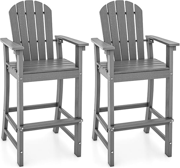 Tangkula Outdoor Tall Adirondack Chair 30 Inches Seat Height, HDPE Bar Height Patio Chair with High Backrest - Photo 1