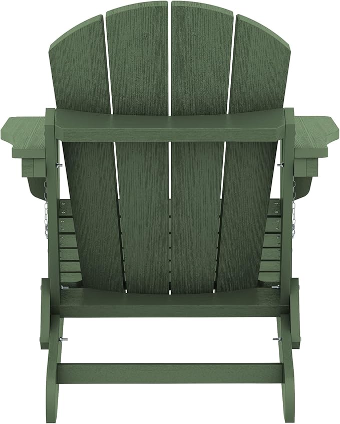 SERWALL Folding Adirondack Chair Set of 8, Weather Resistant Patio Chair with Cup Holder for Patio Garden Outdoors Fire Pit- Army
