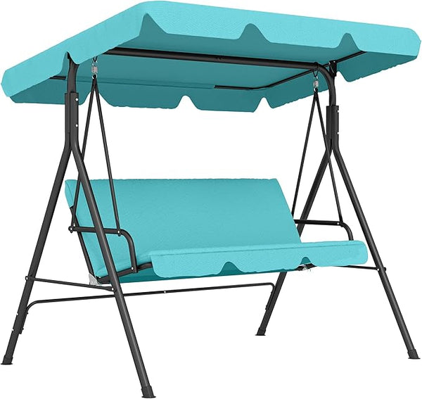 Outsunny 3-Seat Outdoor Patio Swing Chair with Removable Cushion, Steel Frame Stand and Adjustable Tilt Canopy for Patio - Photo 1
