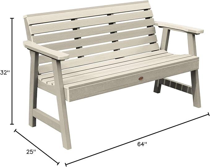 highwood Weatherly Garden Bench, 5 Feet, Whitewash