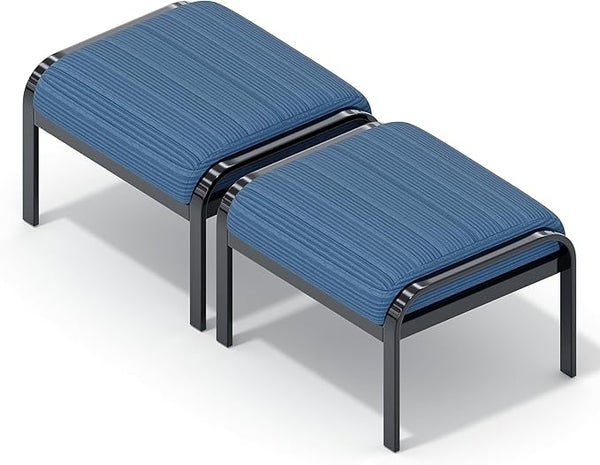 HOMREST Metal Outdoor Ottoman, 2-Piece Aluminum Footstool w/Removable Cushion - Photo 1